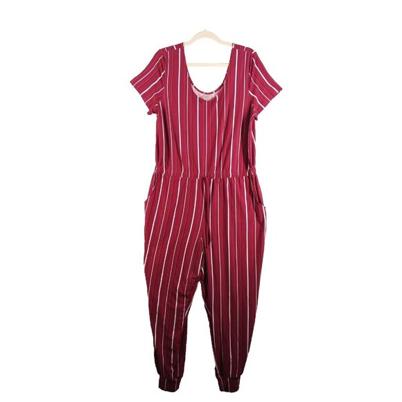 NO BOUNDARIES Women Jumpsuit Junior Size XXL(119) Striped Knit Pockets Waist Tie - Picture 1 of 11
